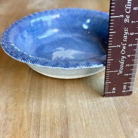 Beautiful Artisan Handmade Art Pottery 6” Bowl One Of A Kind Blue Crackle Bird - Picture 9 of 9